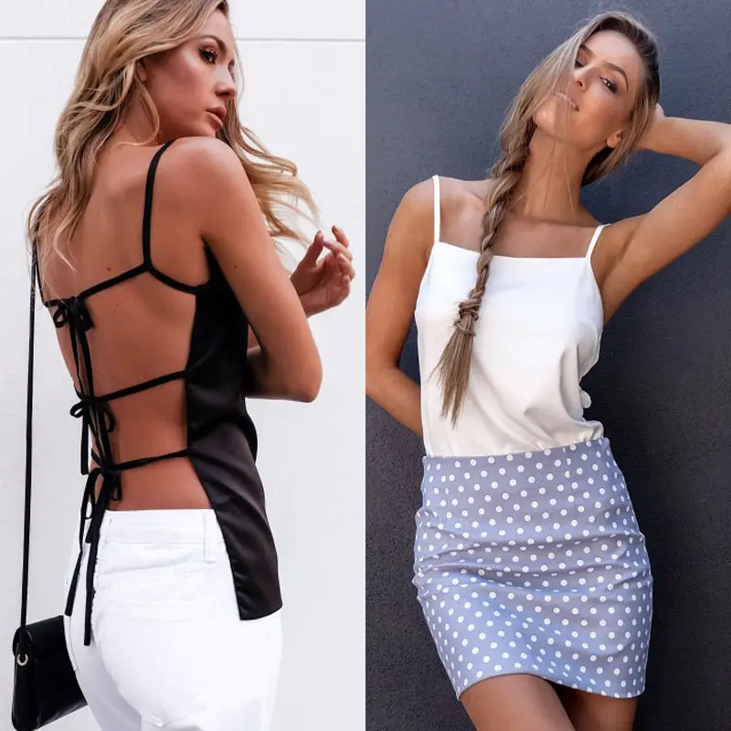 Женский топ на бретельках hirigin белый/черный с бантом летняя мода|black tank|cropped