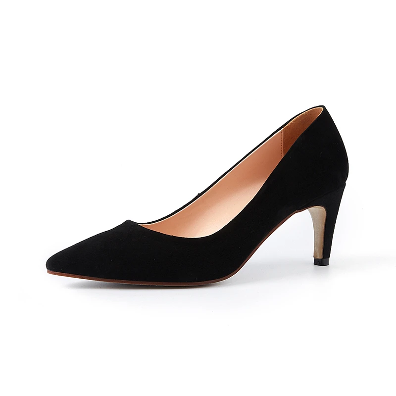 

KarinLuna genuine leather 2018 kid suede slip on high Heels women shoes woman black pointed toe Pumps Shoes Woman size 34-39