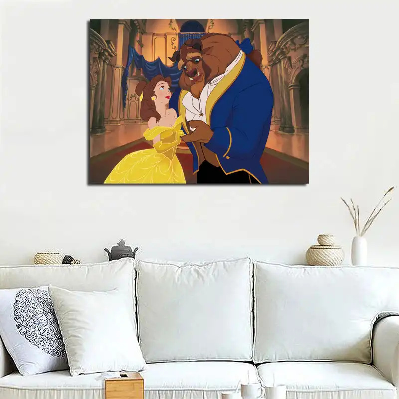 Belleza Y El Bestia Princesa Bella Lona Pintura Dormitorio Casa