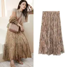 Весна-лето ; плиссированные юбки с цветочным принтом; A448