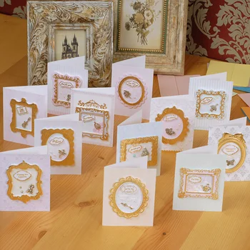 

luxury elegant golden frame deisgn for you thanks best greeting mini card 12pcs/lot