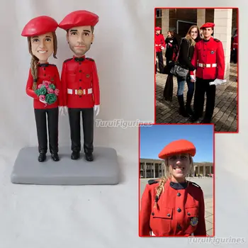 

two people Airline stewardess figurines custom bobblehead company by Turui Figurines personalized sculpture hand crafed