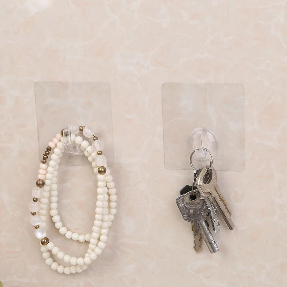 5pcs Transparent Self Adhesive Hooks Storage Holder For Bathroom Kitchen Hanger Stick on Wall Hanging Door Keys Towel Racks