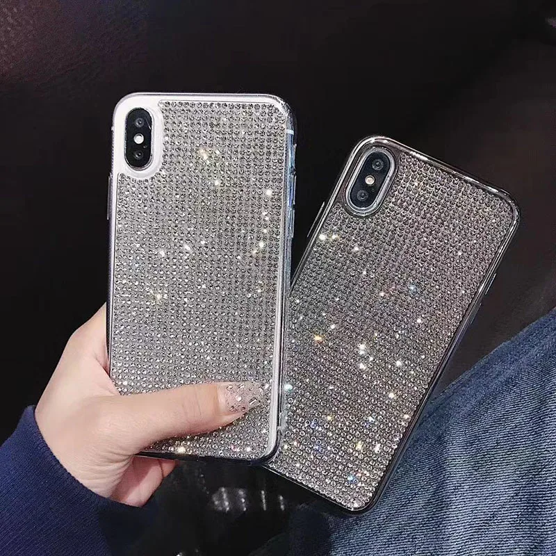 Роскошный блестящий чехол для телефона с украшениями iPhone X 7 8 PLUS 6 6S из ТПУ полным