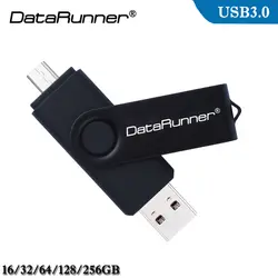 Новый Usb 3,0 DataRunner OTG USB флэш-накопитель для смартфона/планшета/ПК 32 Гб 64 Гб 128 ГБ высокоскоростной usb-накопитель