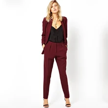 New Blazer OL Work to Wear Formal Jacket Pants Suit Women Business Burgundy Office Uniform Ladies Suits 2 Piece Set Female