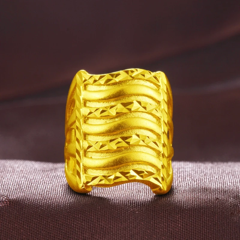 

2019 New 24K Gold Women's Rings Exquisite Fashion Luxury Open Adjustable Female Ring Unusual Goods Fine Jewelry