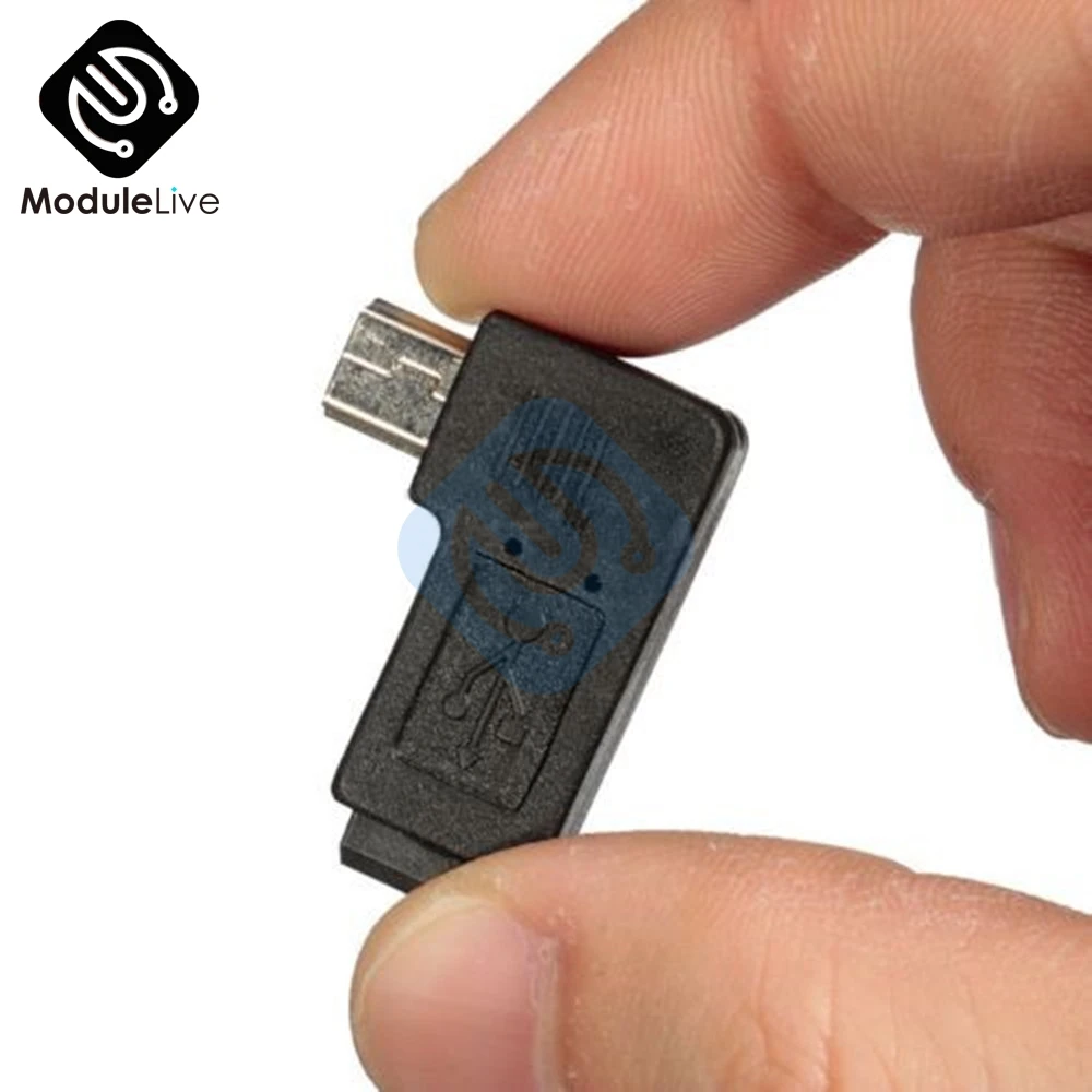 Мини светильник 1 шт. черный 5 штырьков штекер Micro USB гнездо 90 градусов адаптер