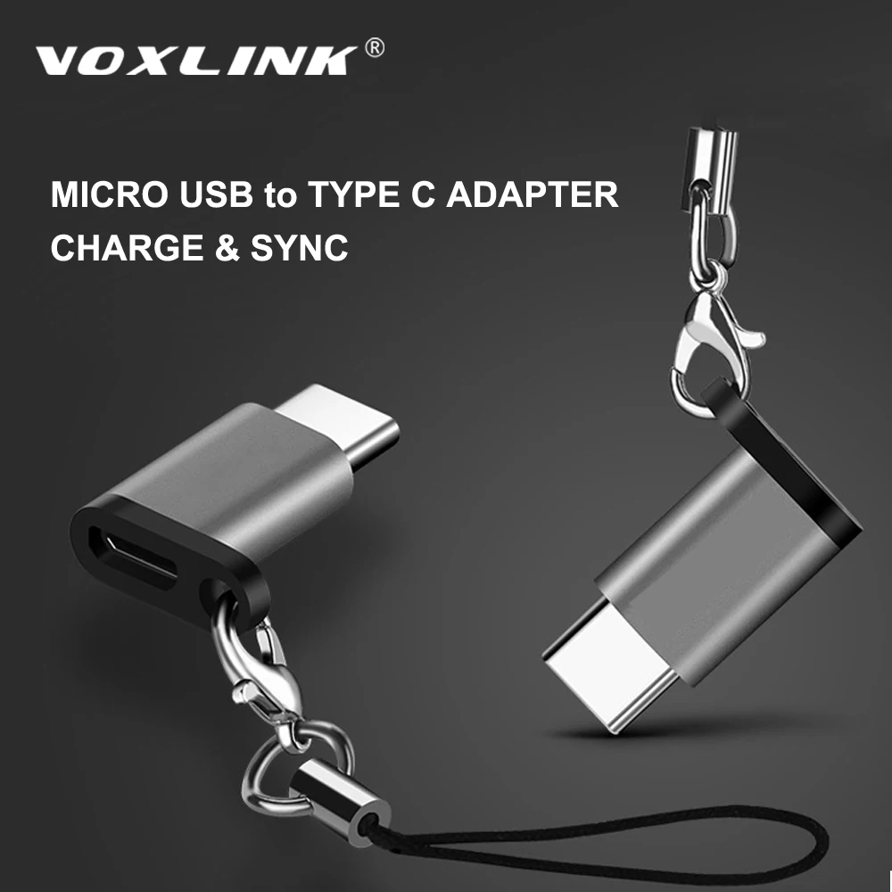 

VOXLINK Micro USB To TypeC Adapter Alloy Case Android Micro USB Connector To Type C For Huawei For Xiaomi With Keychain Adaptors