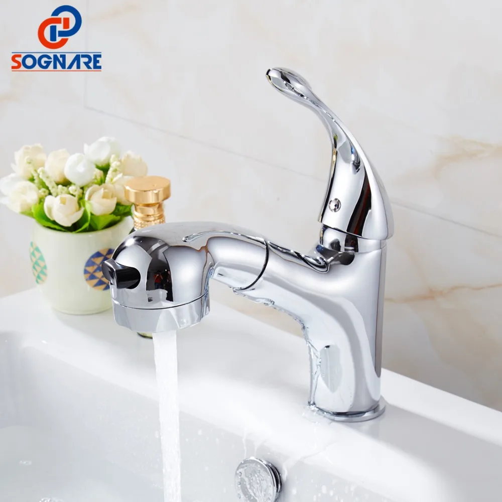 

Contemporary Pull Out Basin Faucet For Bathroom Sink Faucet Basin Mixer Water Tap Copper Faucet For Sink Bathroom Water Faucets