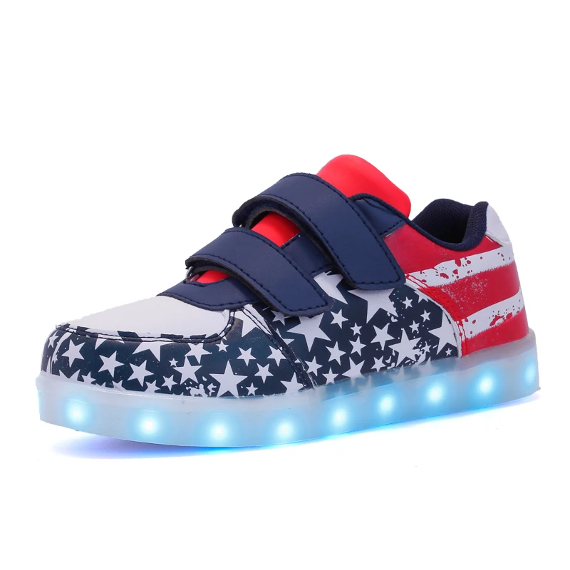 2017 Kids LED Light Sneakers Colorful USB Charging shoes children