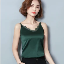 women tank tops 2018 Crop Top lace Clothes Canotta Donna Estiva Tropical Silk Women Shirt Camis Sleeveless Blusa Summer Feminina
