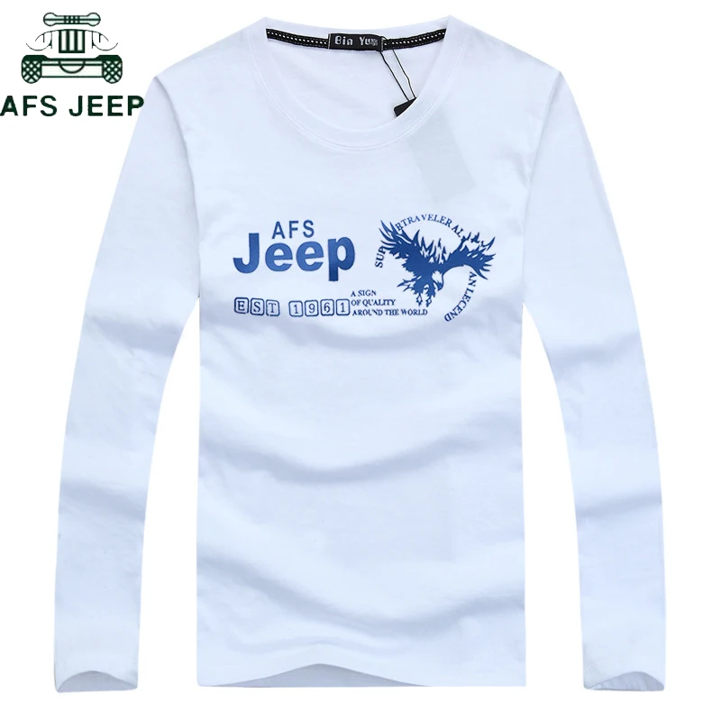 AFS JEEP, брендовая летняя Военная футболка, Мужская хлопковая футболка с длинными рукавами и круглым вырезом, мужские топы, футболки размера плюс 5XL, Мужская футболка