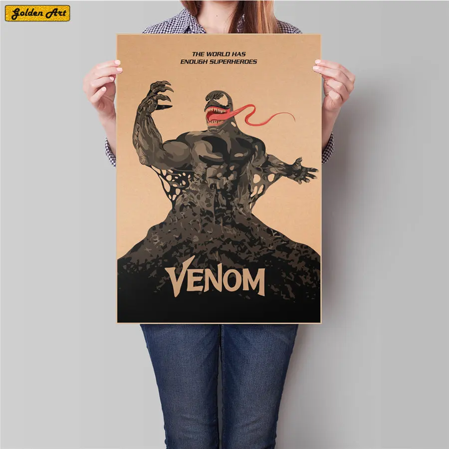 

Venom movie Retro kraft paper poster retro bar cafe home vintage wall sticker print picture decoration 45.5x31.5cm