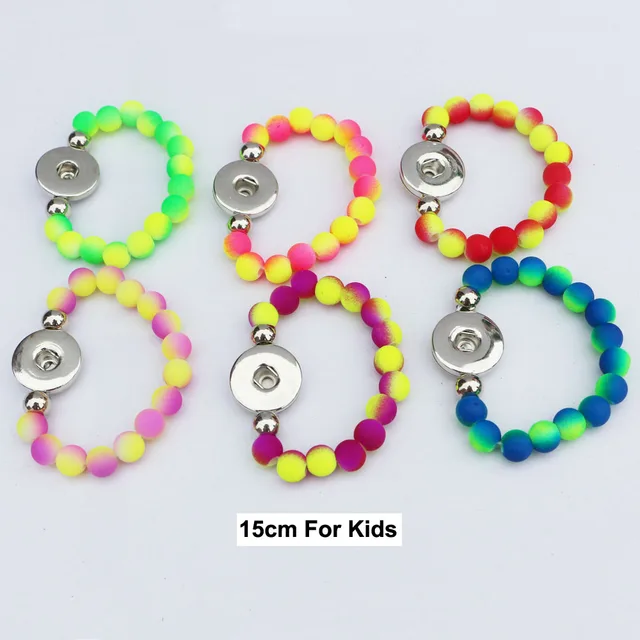 12pcs Diy Snap Bracelet Jewelry Stretch Chunky Double Color Rubber 12pcs Diy Snap Bracelet Jewelry Stretch Chunky Double Color Rubber Beads On 15cm Length