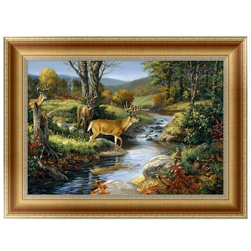 

DIY 5D Diamonds Embroidery Deer Animal Round Diamond Painting 40*30cm Broderie Diamant Cross Stitch Kits Diamond Home decor