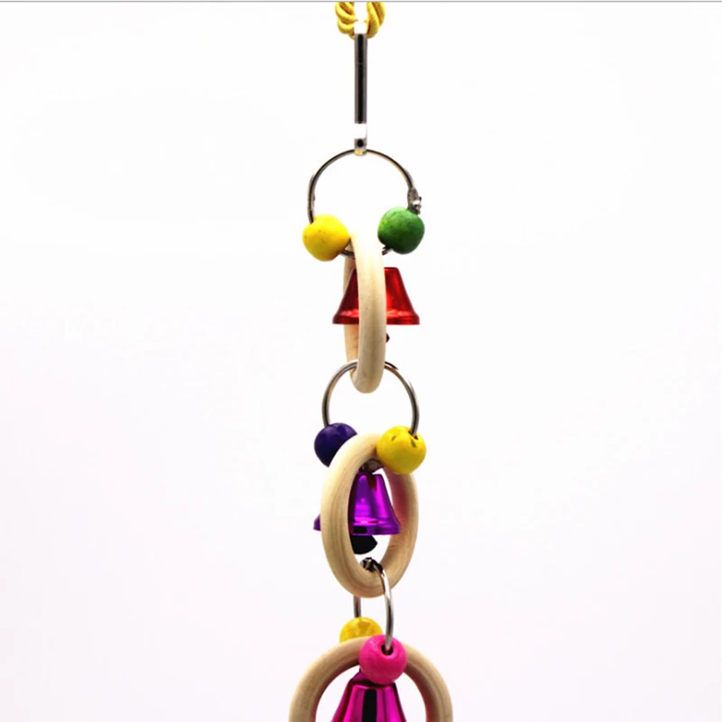 1 шт. игрушечные попугаи деревянные кольца колокольчики подвесная клетка птица попугаи качели жевательные Кулоны Аксессуары для птичьей клетки игрушки