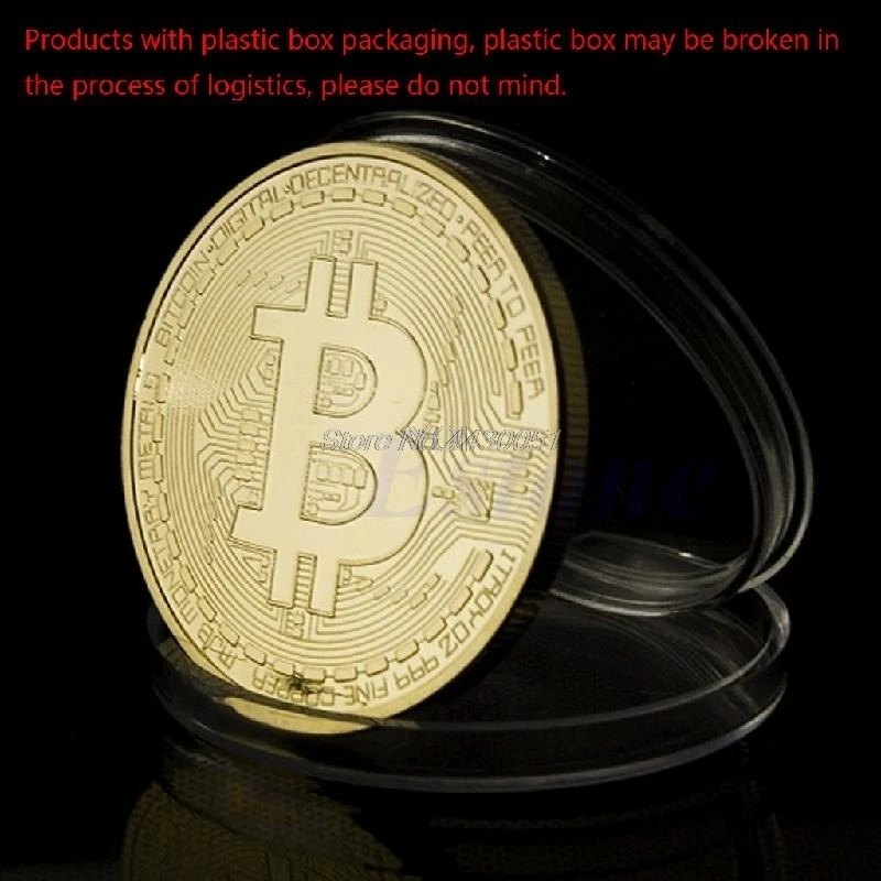 1 x позолоченная монета Биткойн Коллекционная арт-коллекция монет btc подарок физический