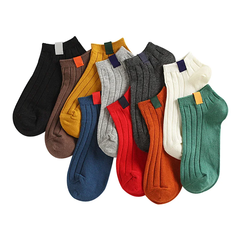 5 пар, женские носки, цветные, забавные, милые короткие носки, теплые, высокое качество, Осень-зима, хлопок, одноцветные, женские носки, чулочно-носочные изделия