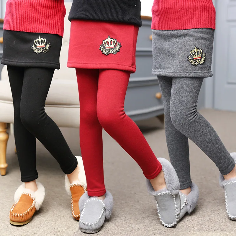 

2019 New Winter Girl Legging Skirt Pant Baby Girl Winter Warm Plus Velvet Thickening Leggings Children Girls Bootcut for Girl