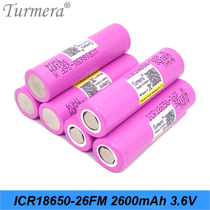 3.7V 2600mAh Turmera 18650 rechargeable li-ion Battery For ICR18650-26F pk for samsung 26F 2600mah battery 01
