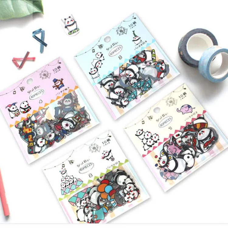 Kawaii Panda Наклейки ПЭТ прозрачный дневник наклейки милые животные
