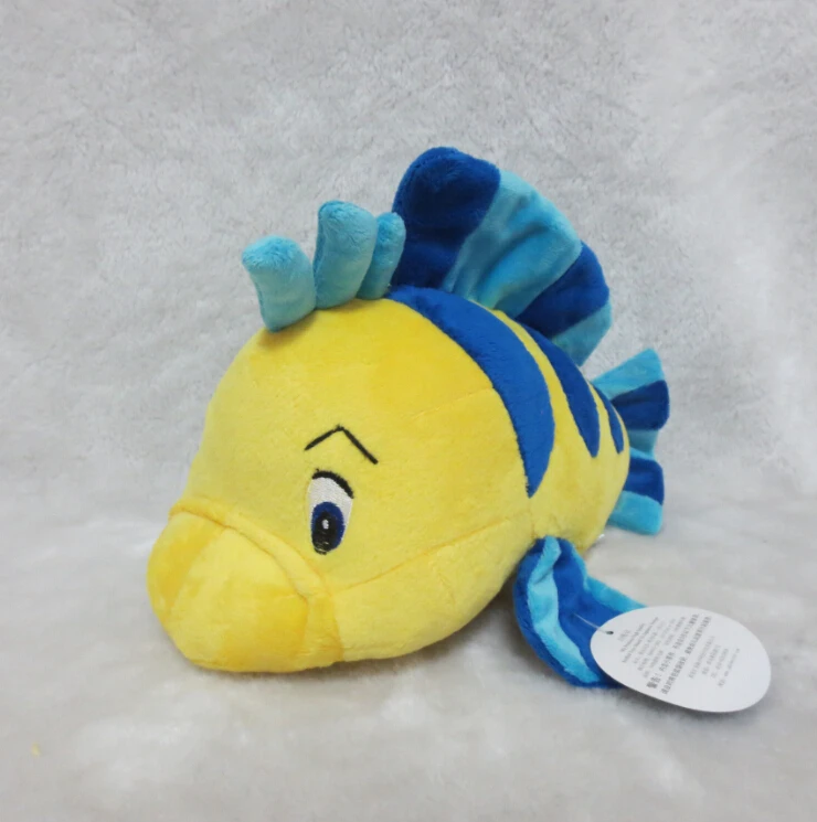 Disney Authentic The Little Mermaid Flounder Plush Toy Doll Stuffed Animal NWT