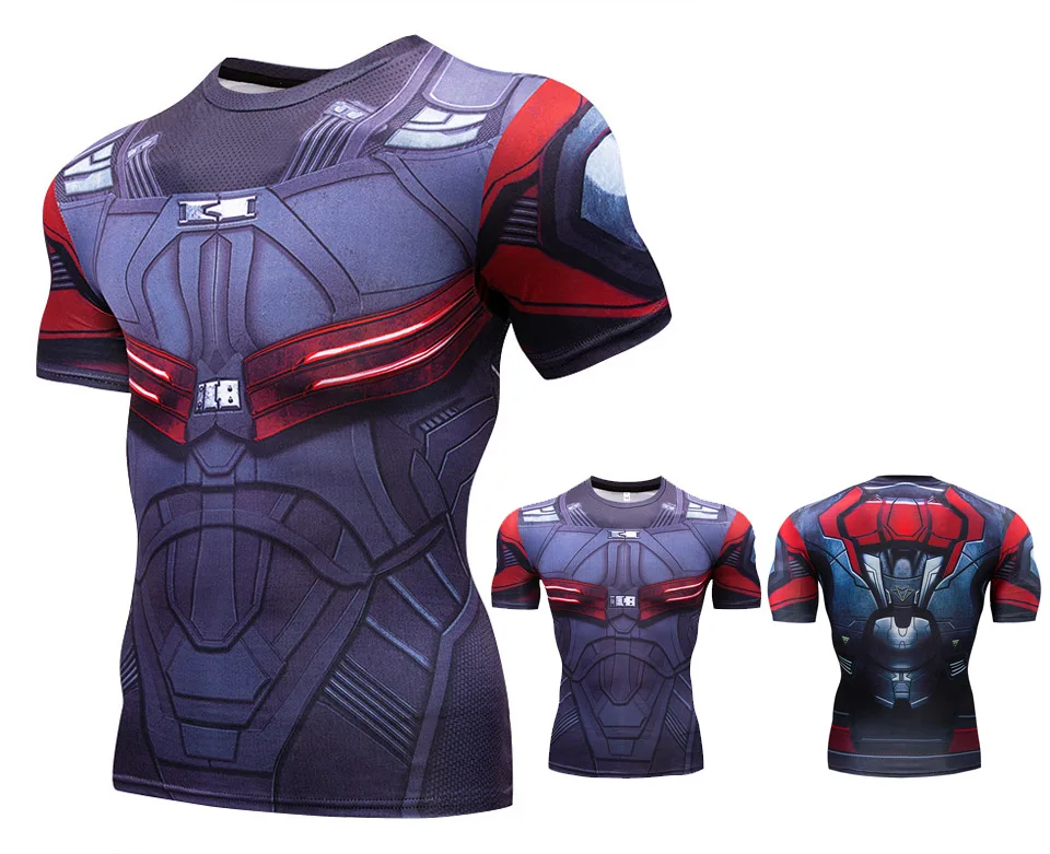 Marvel, Спортивная футболка для спортзала, Мужская футболка с коротким рукавом, Мужская футболка Капитан Америка, Супермен, компрессионная футболка, топы с черепами