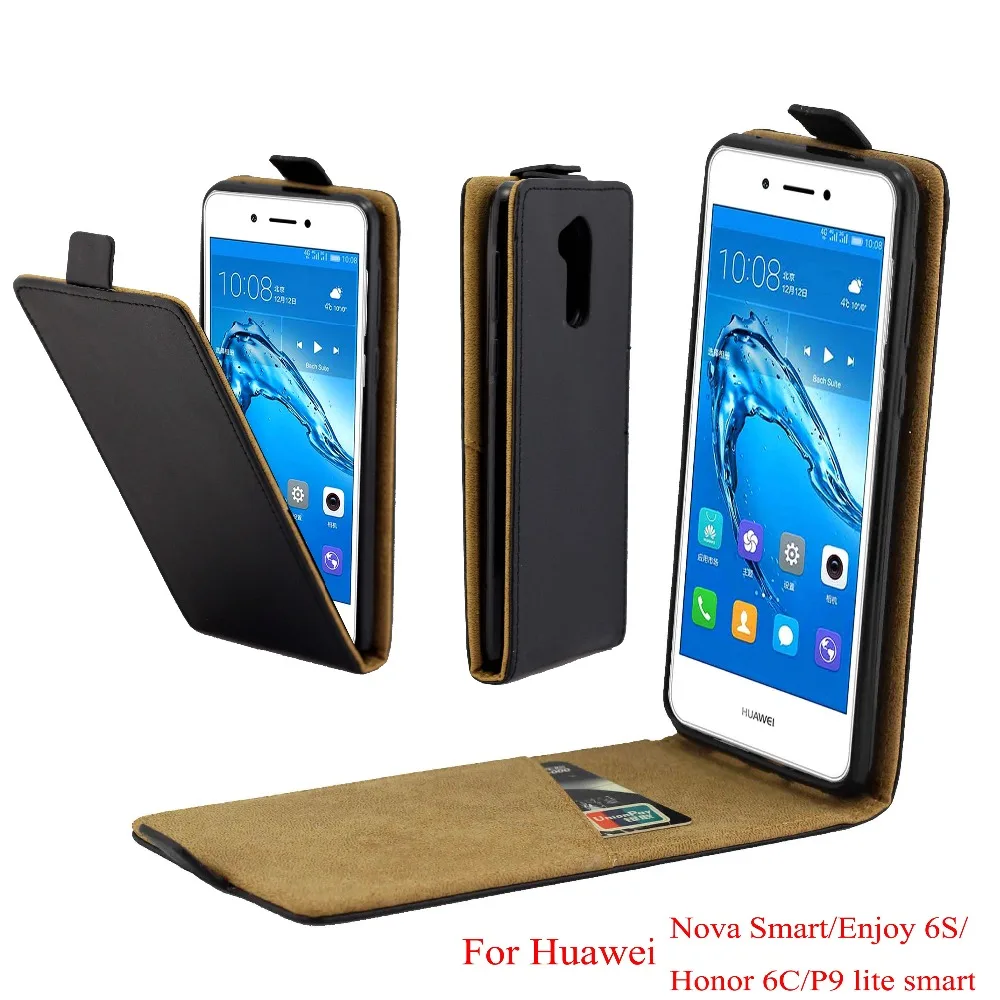 

For Huawei Nova Smart Cover Luxury PU Leather Flip Case Honor 6C Vertical Open Down Up Cover for Huawei enjoy 6S P9 Lite Smart