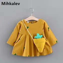 Mihkalev малышей платья для девочек для день рождения 2018 весна-осень Детские Длинные рукава платье-пачка 1-3Years детская одежда