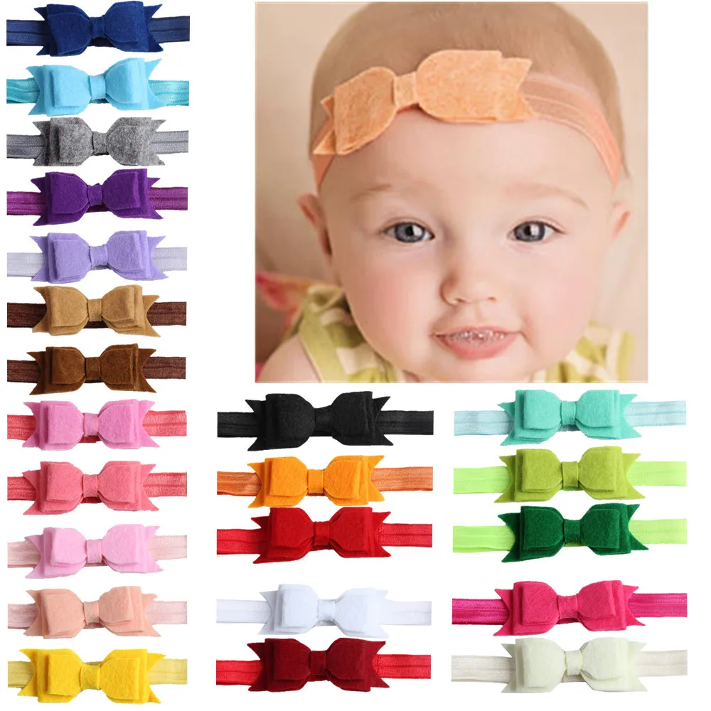 Детская фетровая повязка на голову с бантом 22 цвета |