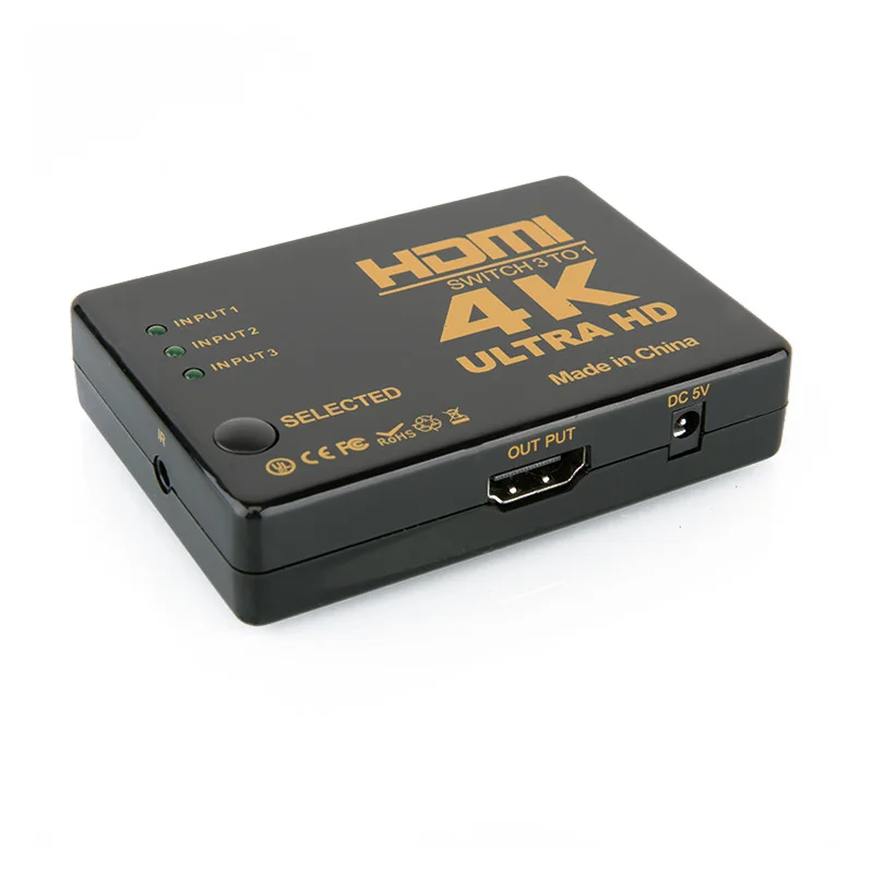 3 порта 4K * 2K 1080P HDMI адаптер с дистанционным управлением к преобразователю RCA AV/CVSB L/R