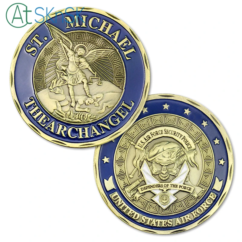

1Pcs St. Michael The Archangel Challenge Coin U.S.Air Force Security Police Commemorative Coin for Collection Military Coins