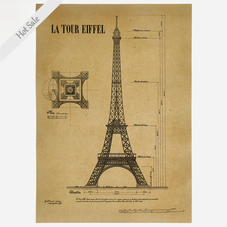 Чертеж эйфелевой башни с размерами