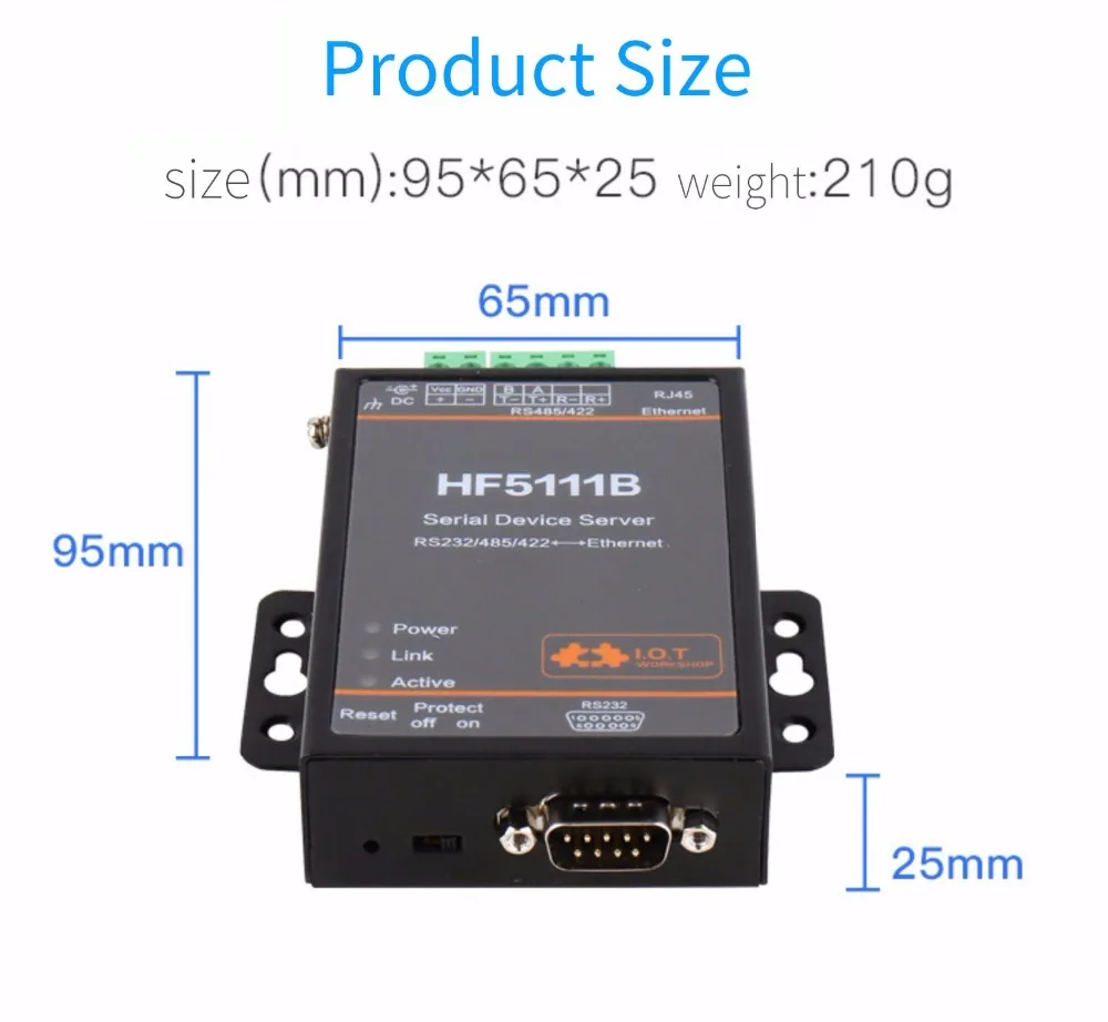 Двойной последовательный порт три в одном RJ45 RS232/485/422 на Ethernet сервер последовательного порта промышленного класса DTU HF5111B