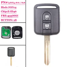 1 шт.) отличное качество 2 кнопки дистанционного передатчик ключ брелок 2 кнопки 433 МГц ID46 для Nissan X-trail Navara микр
