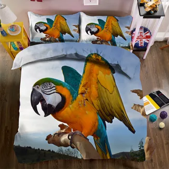 

3D Parrot bedding bed sheet set bedclothes Super king duvet cover sets
