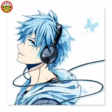 Живопись по номерам художественная краска по номерам Kuroko's basketball, синий цвет волос, ношение наушников, прослушивание музыки, DIY