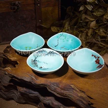 Чистая Ручная роспись чашки Селадон посуда чашки чая фарфор керамическая чашка 4 шт./компл