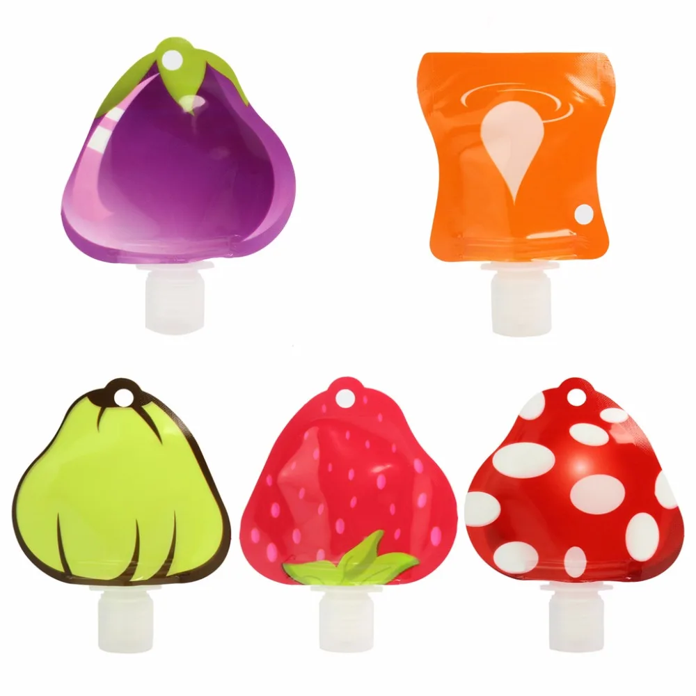 

Mini Plastic Triangle Fruit Shape Empty Storage Bag Lotion Cream Shampoo Dispenser Water Drop Printed Travel Refillable Bottles