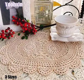 

3Sizes Luxury oval cotton placemat cup coaster mug kitchen Christmas table place mat cloth lace Crochet tea coffee doily pan pad
