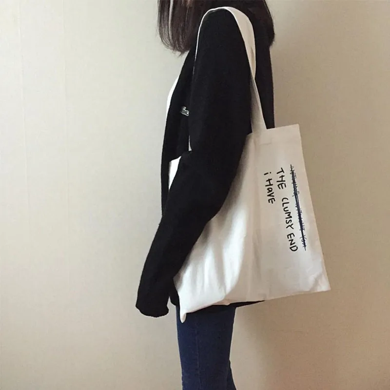 

2019 New Hot Fashion Women Female Simple Casual Canvas Bags Shopping Bags Shoulder Bags Letters Soft Zipper Students School Bags