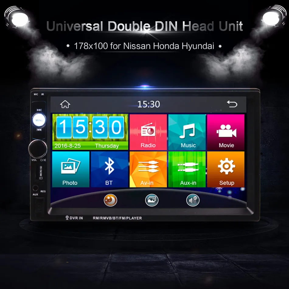 7 Inch Touch Screen 2Din Universal 12V 24V Car Truck Bus Van In Dash Bluetooth Radio MP3 MP4 MP5 Media Player Head Unit Stereos 