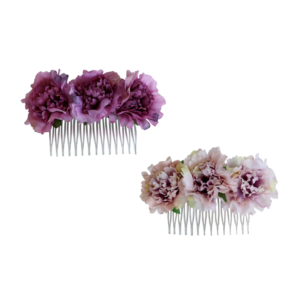  2pcs/Set Vintage Carnation Flower Comb Clip Stylish Hair Pins Headwear Wedding Bridal Accessories