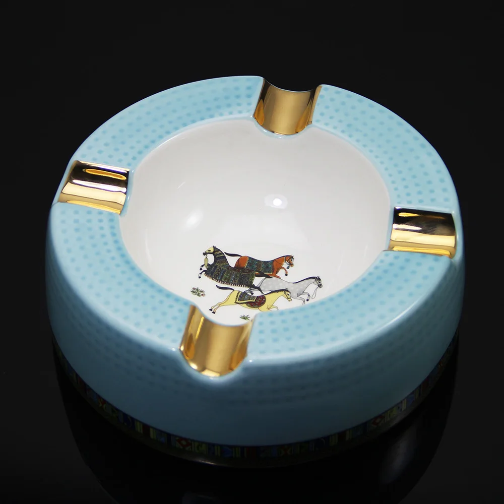 Large Round Ceramic Cigar Ashtray 4 Count Fit For COHIBA Cigarsin