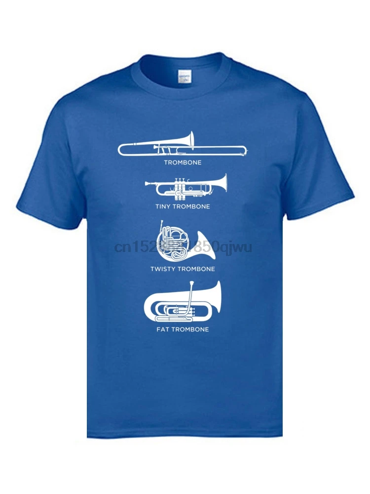 Symphony Music T Shirts Different Types Of Trombone Printed On T-Shirt New Arrival Park Tshirts Family Tee Shirt Father | Мужская одежда