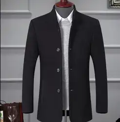 M-XXXL 2018 Весна и осень новые мужские slim шерстяное пальто в Корейском стиле мужская деловая Повседневная шерстяное пальто большие размеры