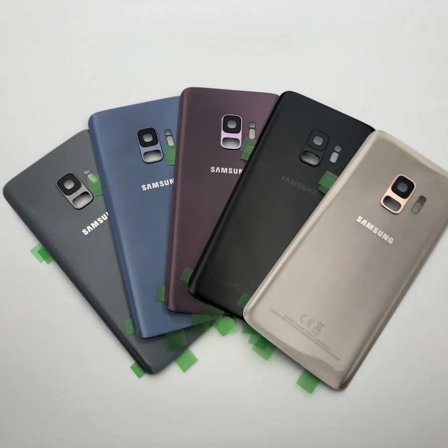 Чехол на заднюю батарейку для samsung Galaxy S9 G960 S9+ G965 S9 Plus, Задняя стеклянная крышка корпуса+ клей+ стеклянная рамка для объектива камеры