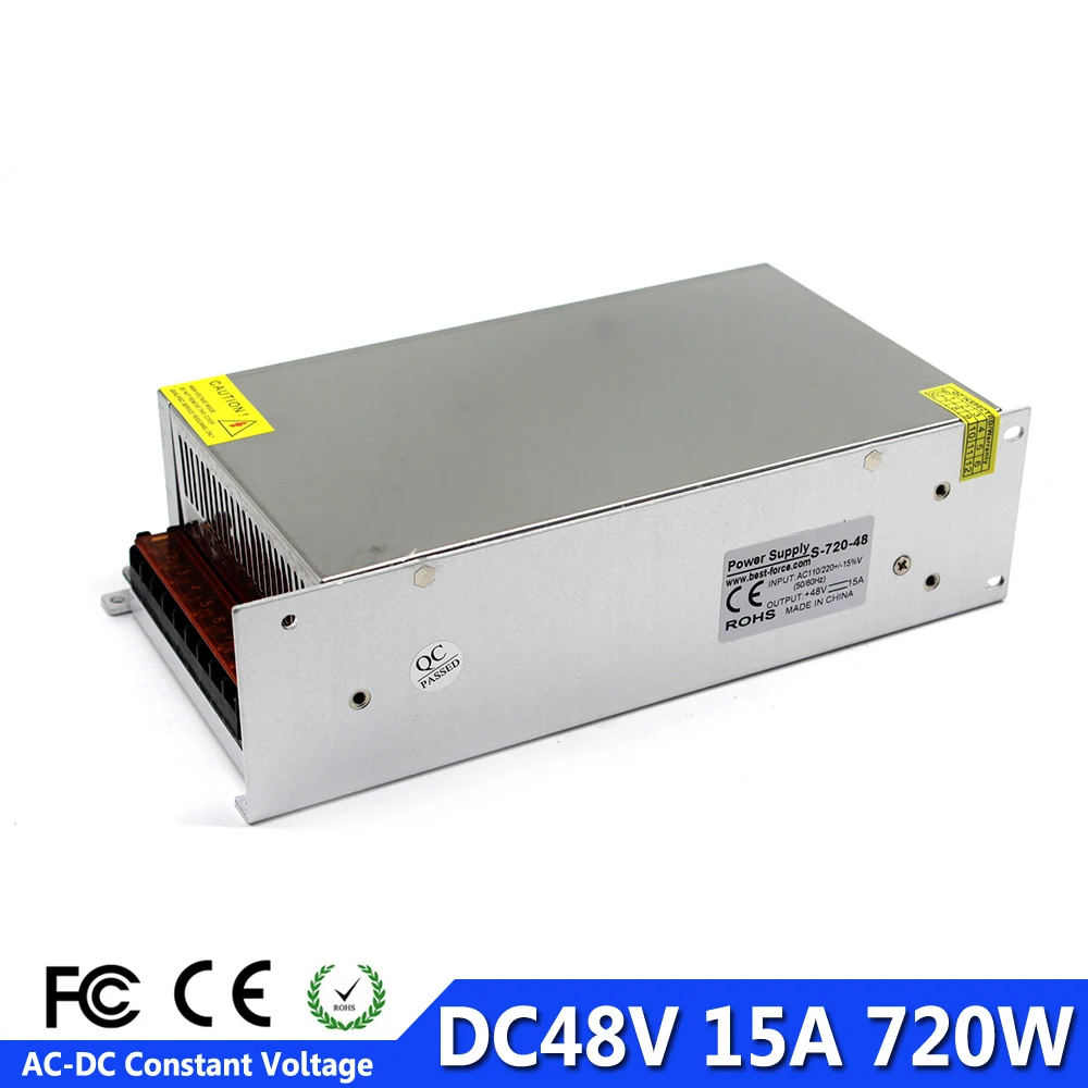 

Single Output Switch Power Supply DC48V 15A 720W Driver Transformers 110V 220V AC-DC 48V SMPS for CNC Machine DIY Stepper Motor