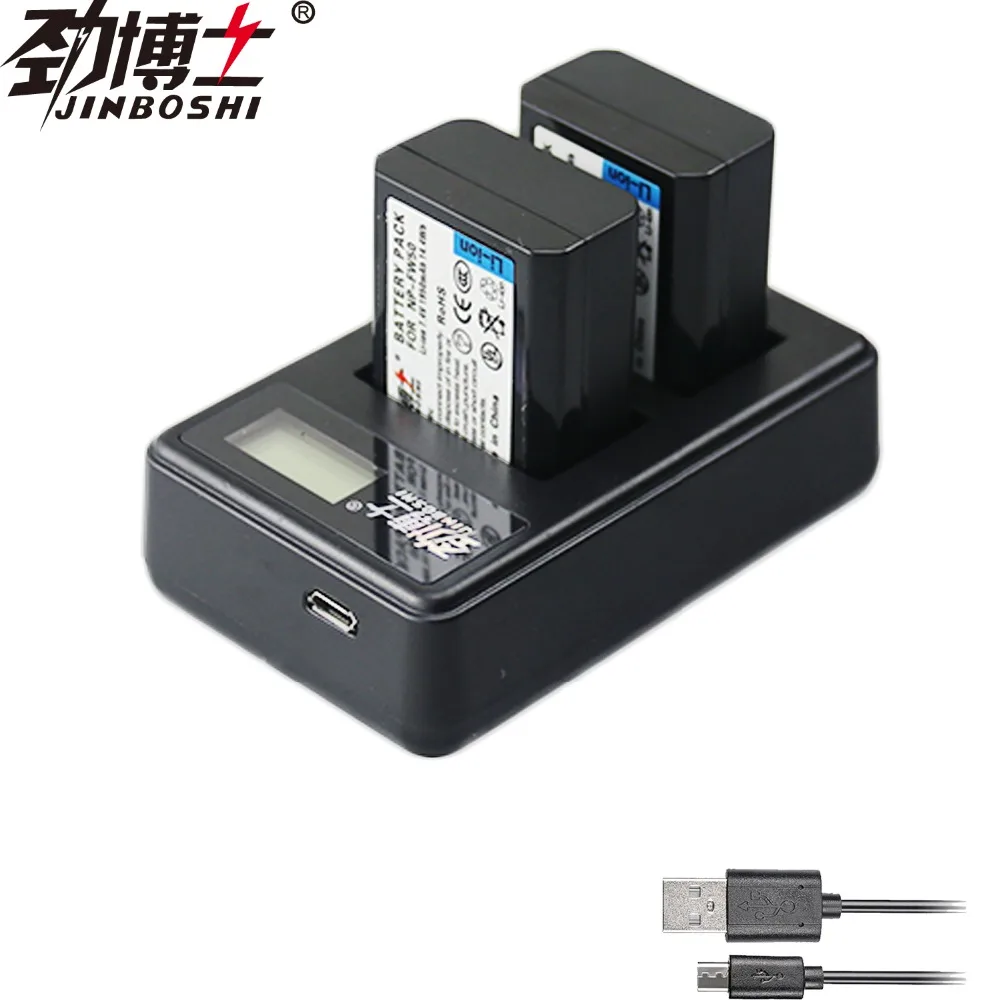

JINBOSHI 2x NP-FW50 NP FW50 Battery 1950mAh + LCD USB Charger for SONY NEX 5T 5R 5TL 5N 5C 5CK A7R A7 F3 3N 3CA55 A37 A5000